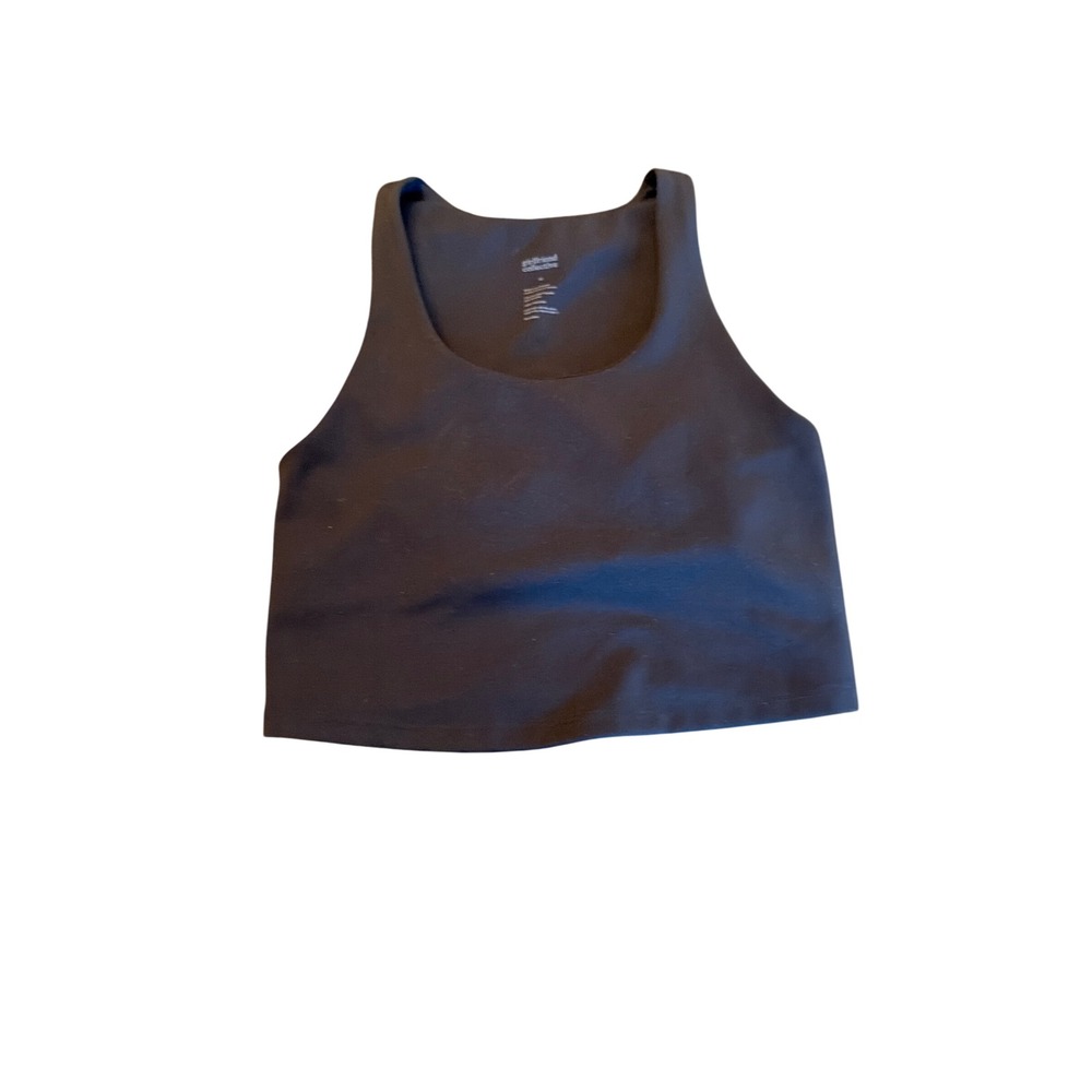 Girlfriend Collective Sports Bra Black Paloma High Neck Racerback Crop Top M